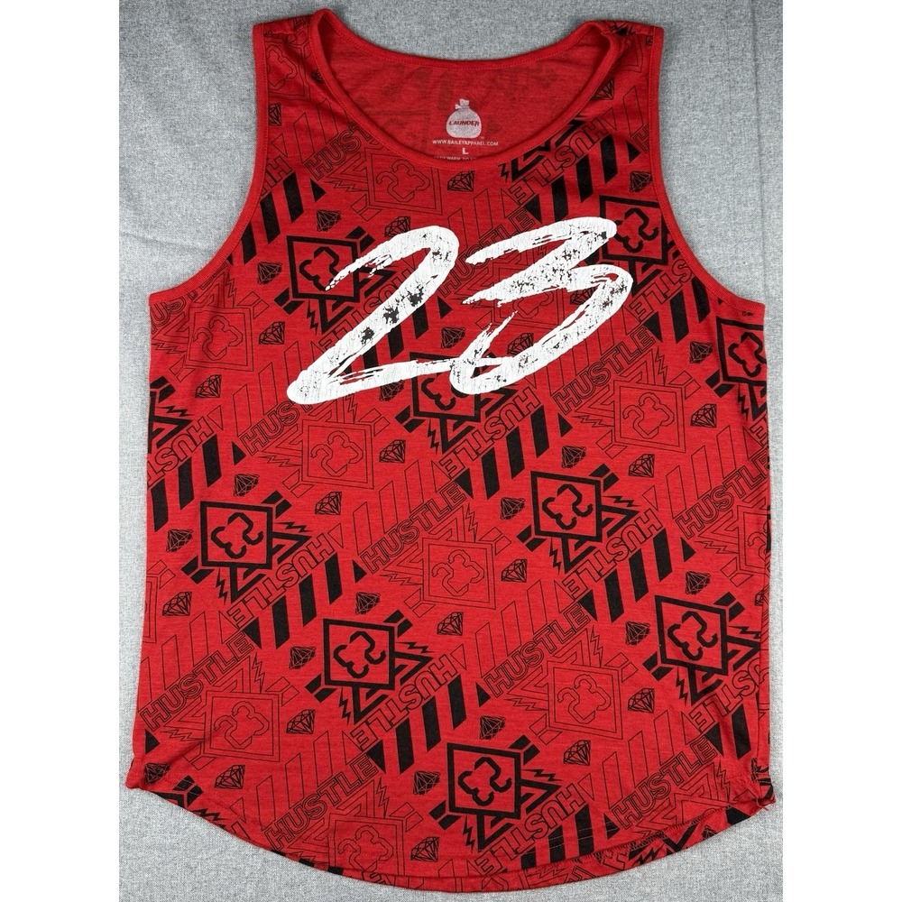 Bailey Apparel Hustle 23 Graphic Tank Top Men's Large Red Black